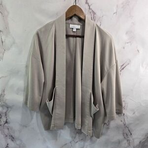 J Jill Cardigan Womens Small Beige Sandwashed Sweater Open Front Topper Wrap